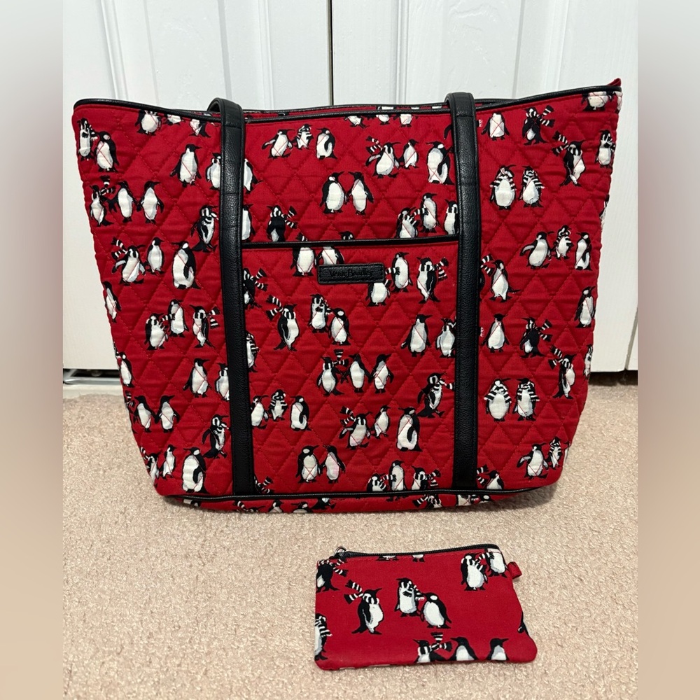 Vera Bradley Red Penguin Print Tote - Picture 5 of 9